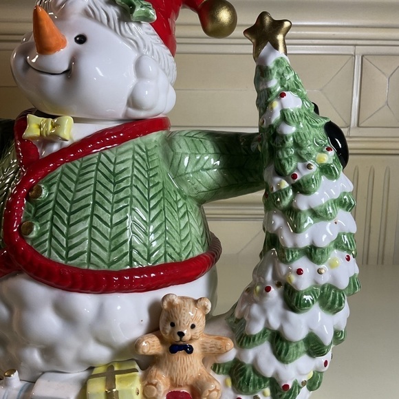 Fitz And Floyd Omnibus 1993 Snowman Pitcher Trumpet Christmas Tree Teddy Bear - Picture 10 of 10